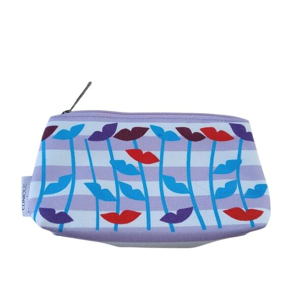 Clinique x Drawbertson Collaboration Purple and Blue Cosmetic Pouch Limited Item - Picture 2 of 11